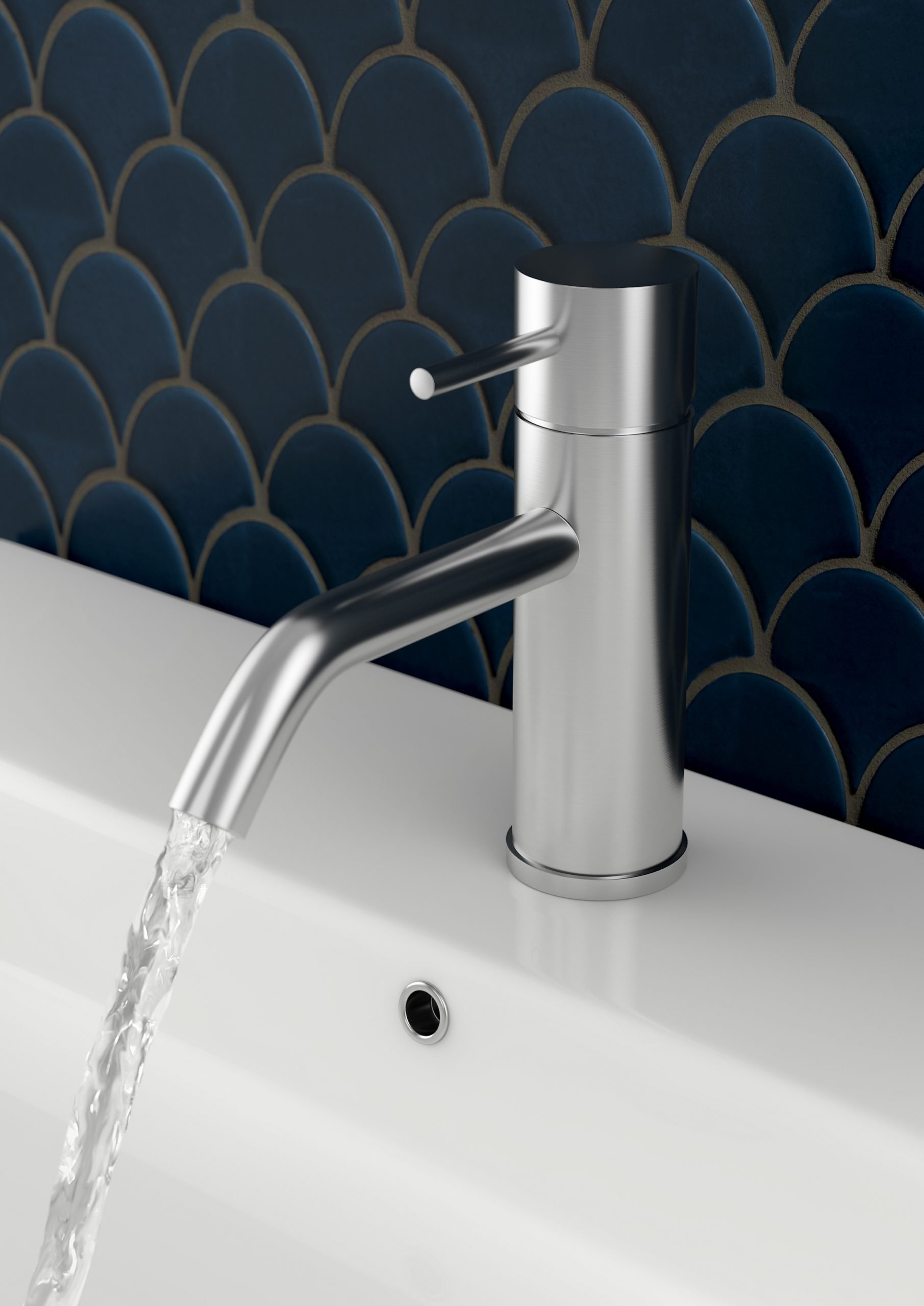 CGI product shot of brushed chrome tap