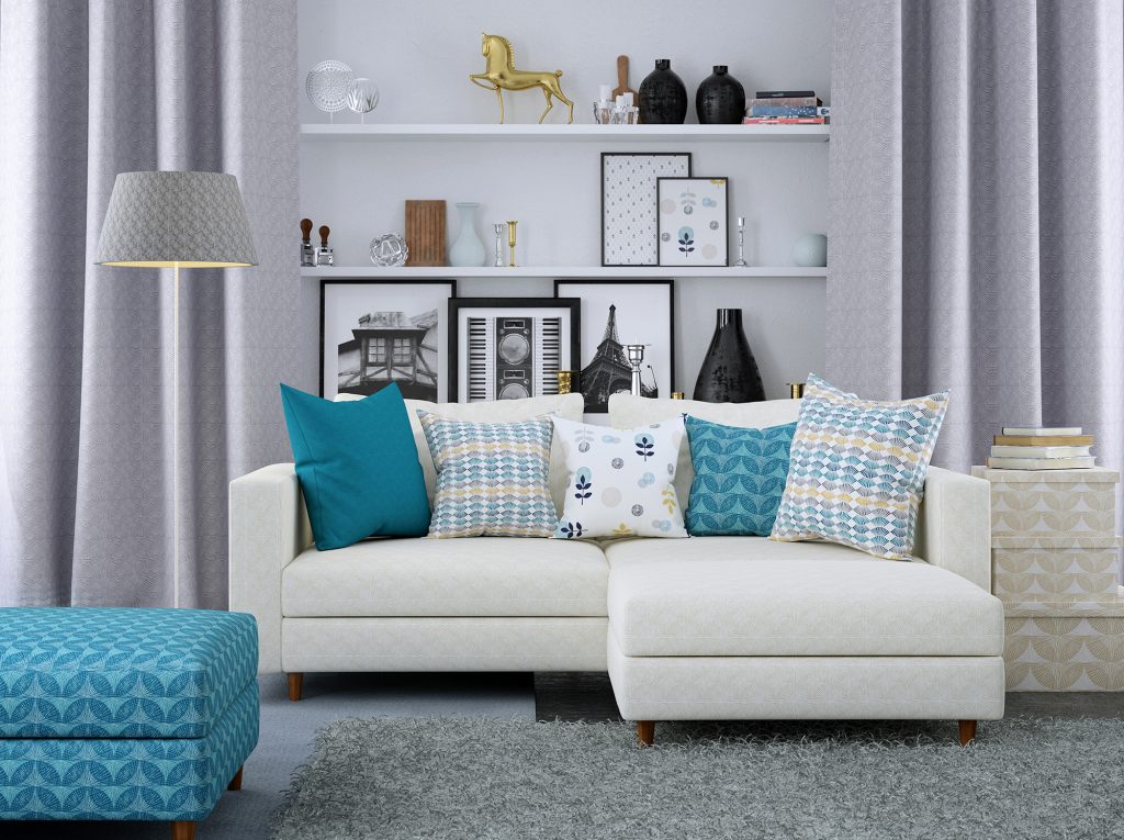 CGI roomsets - sofa and soft furnishings