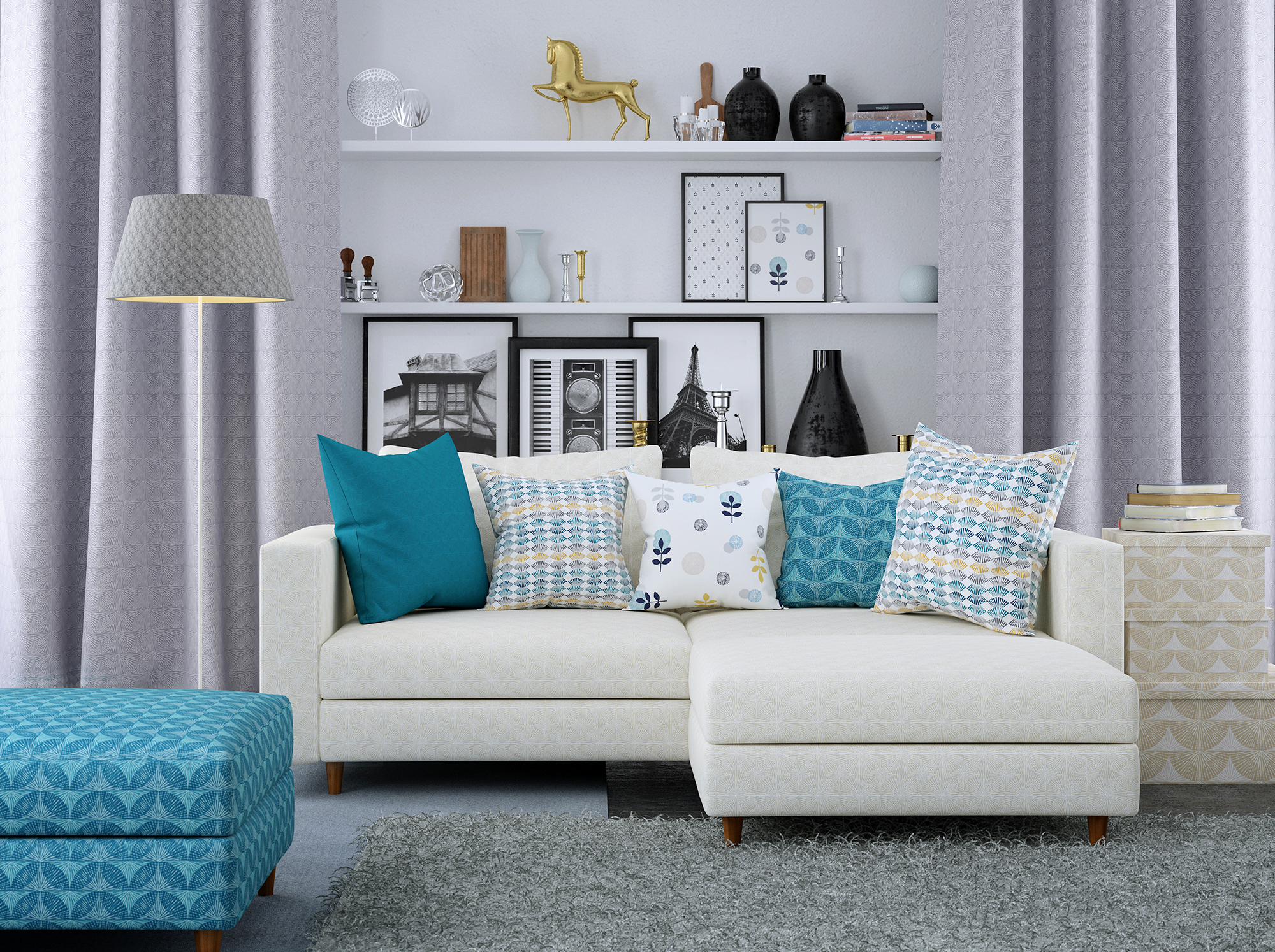 CGI room set of sofa and soft furnishings CGI room set of sofa and soft furnishings