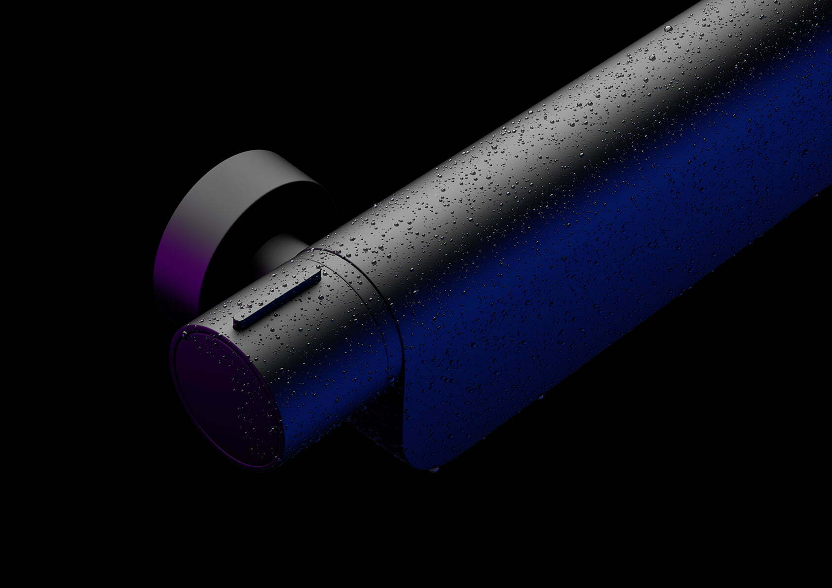 CGI Product shot of shower bar with water droplets